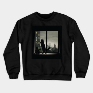 Cat looking out the Window on a Rainy Day Crewneck Sweatshirt